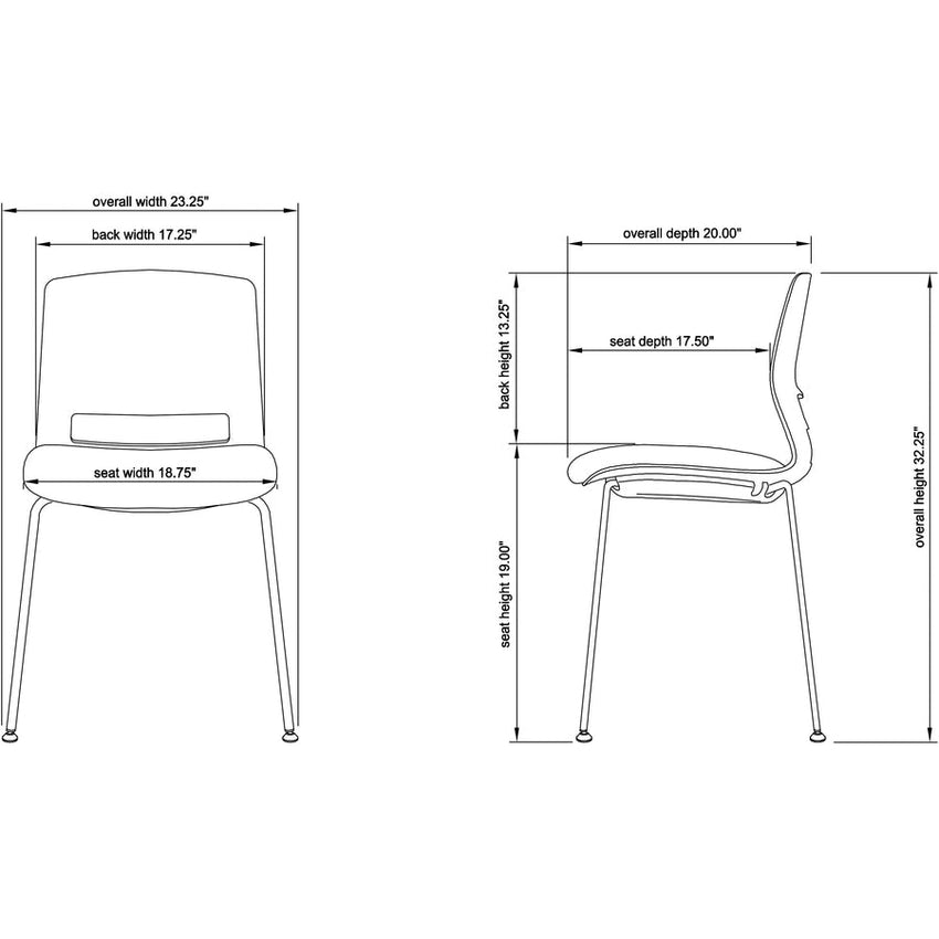 Lorell Arctic Series Stack Chairs with Ergonomic Back and Cushioned Seat Set of 2 Up to 19"H (LLR - LLR42948) - SchoolOutlet