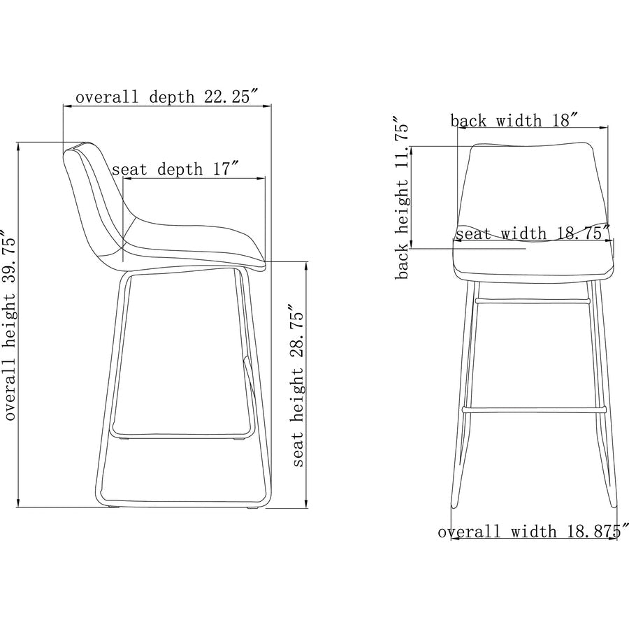 Lorell Sled Guest Stools with Bonded Leather Upholstery and Sled Base Set of 2 28.75 H (LLR - LLR42958) - SchoolOutlet