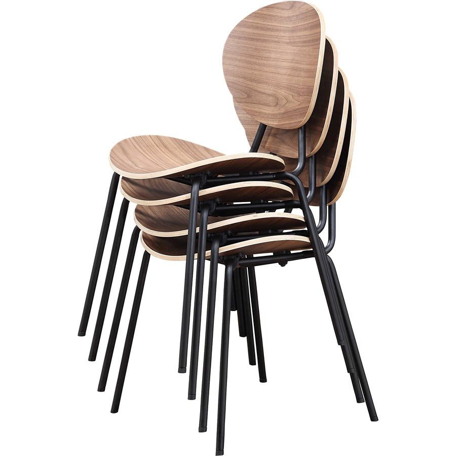 Lorell Bentwood Cafe Chairs Walnut Stacking Metal Frame 2 - Pack (LLR - LLR42962) - SchoolOutlet