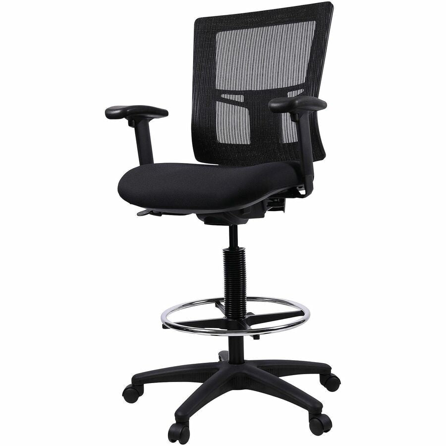 Lorell Mesh Back Drafting Stool with Adjustable Arms, Footring and Swivel 25.20 - 35.40 H (LLR - LLR43100) - SchoolOutlet