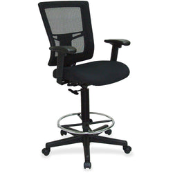 Lorell Mesh Back Drafting Stool with Adjustable Arms, Footring and Swivel 25.20 - 35.40 H (LLR-LLR43100)