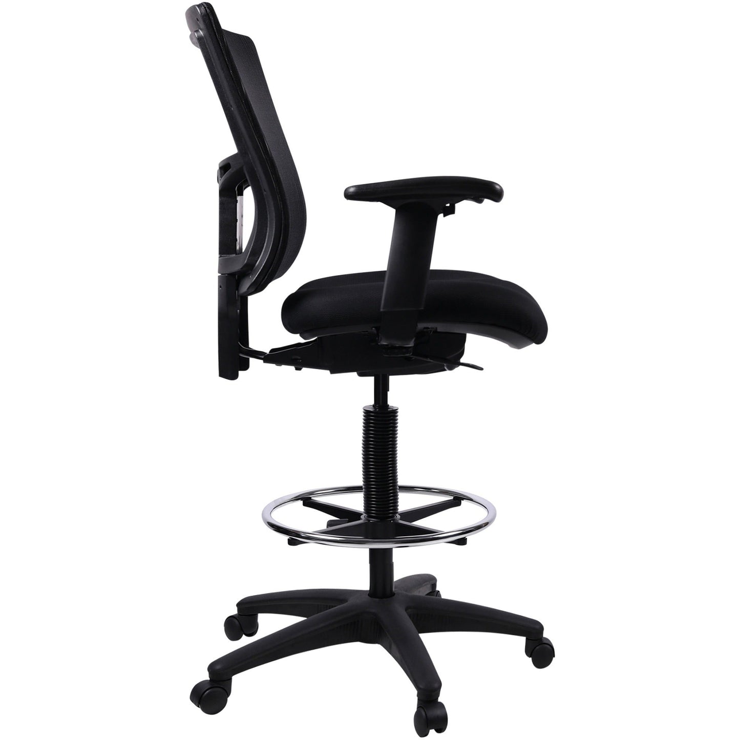 Lorell Mesh Back Drafting Stool with Adjustable Arms, Footring and Swivel 25.20 - 35.40 H (LLR - LLR43100) - SchoolOutlet