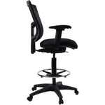 Lorell Mesh Back Drafting Stool with Adjustable Arms, Footring and Swivel 25.20 - 35.40 H (LLR - LLR43100) - SchoolOutlet