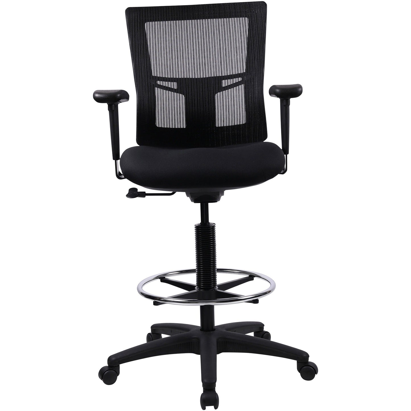 Lorell Mesh Back Drafting Stool with Adjustable Arms, Footring and Swivel 25.20 - 35.40 H (LLR - LLR43100) - SchoolOutlet