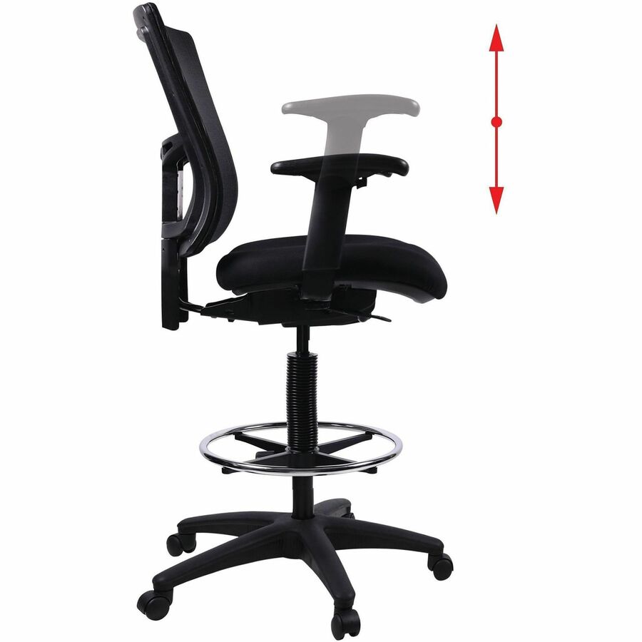Lorell Mesh Back Drafting Stool with Adjustable Arms, Footring and Swivel 25.20 - 35.40 H (LLR - LLR43100) - SchoolOutlet