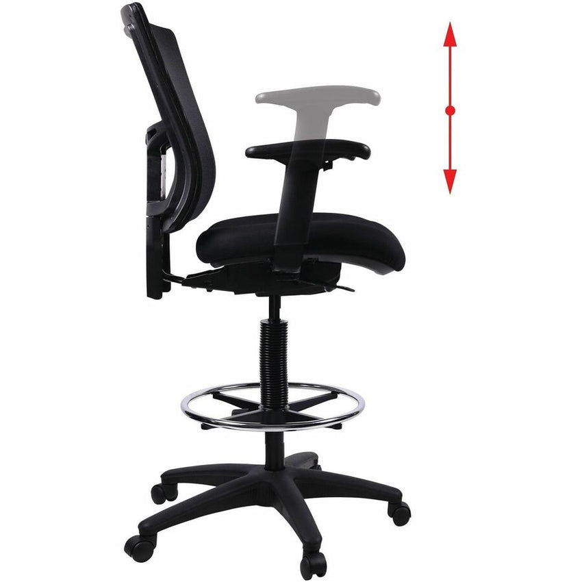Lorell Mesh Back Drafting Stool with Adjustable Arms, Footring and Swivel 25.20 - 35.40 H (LLR - LLR43100) - SchoolOutlet