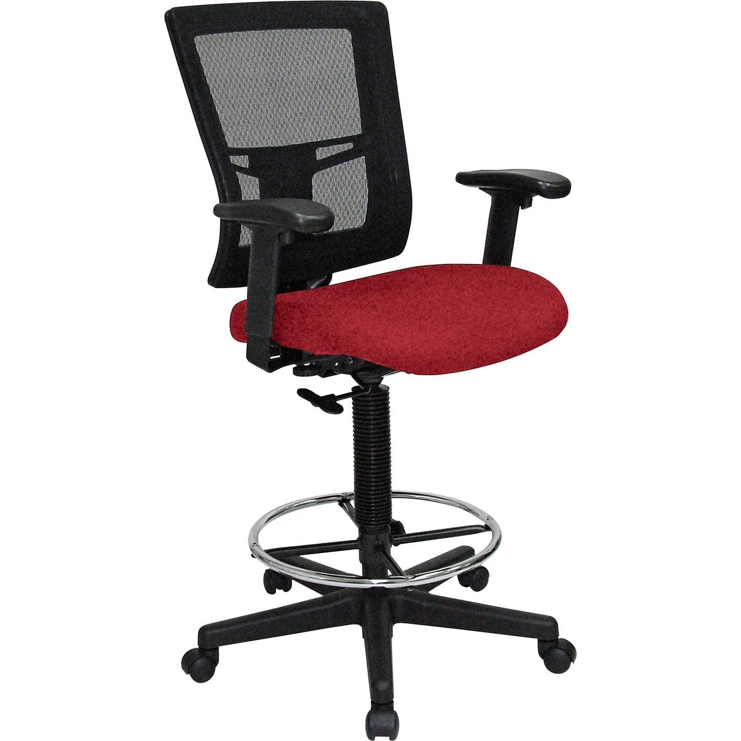 Lorell Mesh Back Drafting Stool with Adjustable Arms and Footring 25.20 - 35.40 H (LLR - LLR - ST - 43X) - SchoolOutlet