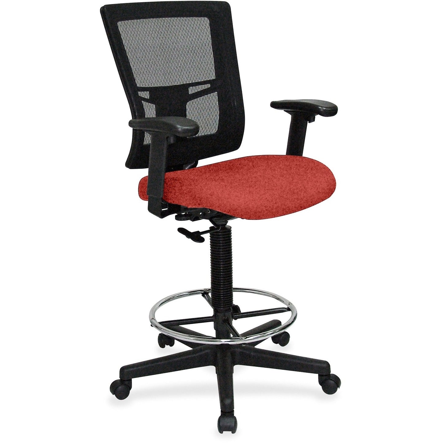 Lorell Mesh Back Drafting Stool with Adjustable Arms and Footring 25.20 - 35.40 H (LLR - LLR - ST - 43X) - SchoolOutlet