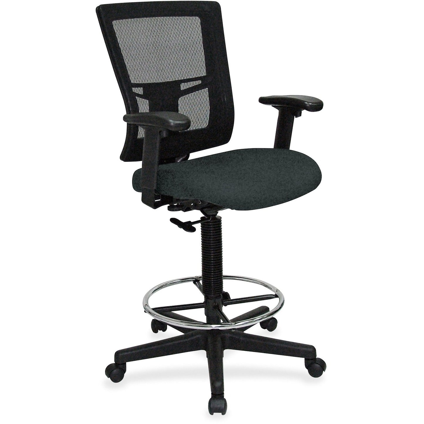 Lorell Mesh Back Drafting Stool with Adjustable Arms and Footring 25.20 - 35.40 H (LLR - LLR - ST - 43X) - SchoolOutlet