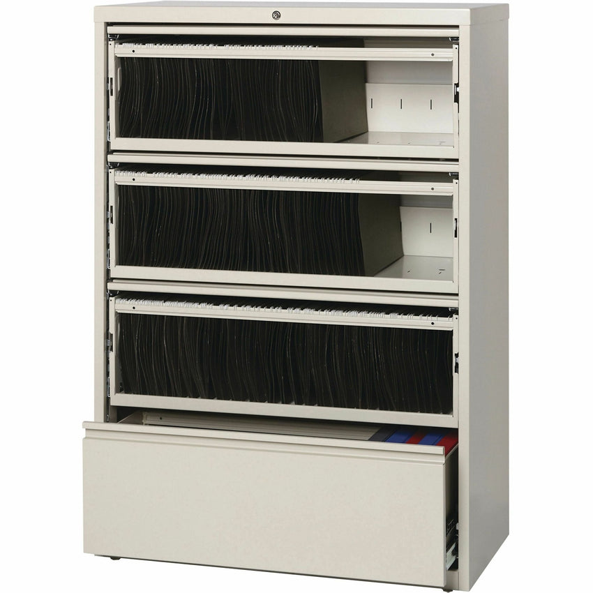 Lorell Fortress Series 4 - Drawer Lateral File with Receding Fronts and Roll - Out Shelves 36"W x 18.6"D x 52.5"H (LLR - LLR4351X36) - SchoolOutlet
