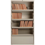 Lorell Fortress Series 5 - Drawer Receding Lateral File with Roll - Out Shelves Putty Steel 36