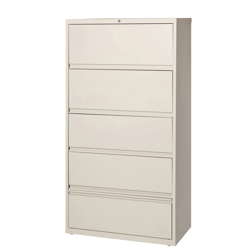 Lorell Fortress Series 5 - Drawer Receding Lateral File with Roll - Out Shelves Putty Steel 36"W x 18.6"D x 68.8"H (LLR - LLR43512) - SchoolOutlet