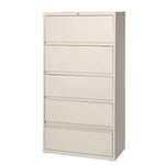 Lorell Fortress Series 5 - Drawer Receding Lateral File with Roll - Out Shelves Putty Steel 36