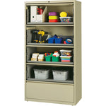Lorell Fortress Series 5 - Drawer Receding Lateral File with Roll - Out Shelves Putty Steel 36