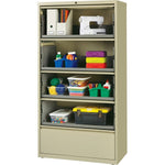 Lorell Fortress Series 5 - Drawer Receding Lateral File with Roll - Out Shelves Putty Steel 36