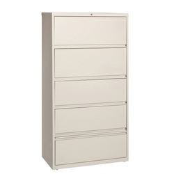 Lorell Fortress Series 5-Drawer Receding Lateral File with Roll-Out Shelves Putty Steel 36"W x 18.6"D x 68.8"H (LLR-LLR43512)