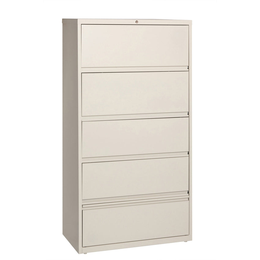 Lorell Fortress Series 5 - Drawer Receding Lateral File with Roll - Out Shelves Putty Steel 36"W x 18.6"D x 68.8"H (LLR - LLR43512) - SchoolOutlet