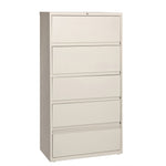 Lorell Fortress Series 5 - Drawer Receding Lateral File with Roll - Out Shelves Putty Steel 36