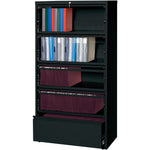 Lorell Fortress Series 5 - Drawer Receding Lateral File with Roll - Out Shelves Black Steel 36