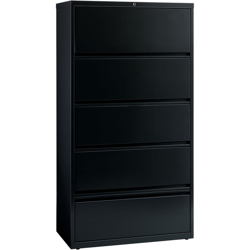 Lorell Fortress Series 5 - Drawer Receding Lateral File with Roll - Out Shelves Black Steel 36"W x 18.6"D x 69"H (LLR - LLR43513) - SchoolOutlet