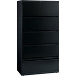 Lorell Fortress Series 5 - Drawer Receding Lateral File with Roll - Out Shelves Black Steel 36