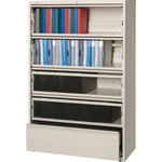 Lorell Fortress Series 5 - Drawer Receding Lateral File with Roll - Out Shelves 42