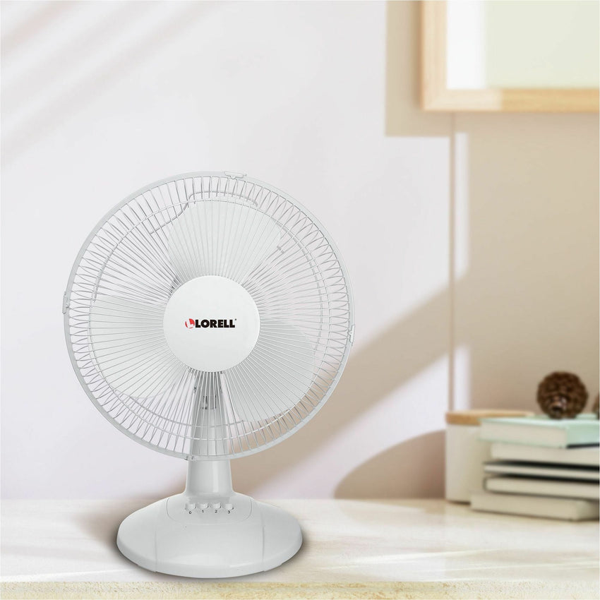Lorell 12 Inch Oscillating Desk Fan with 3 Speed Settings and Safety Grill (LLR - LLR44551) - SchoolOutlet