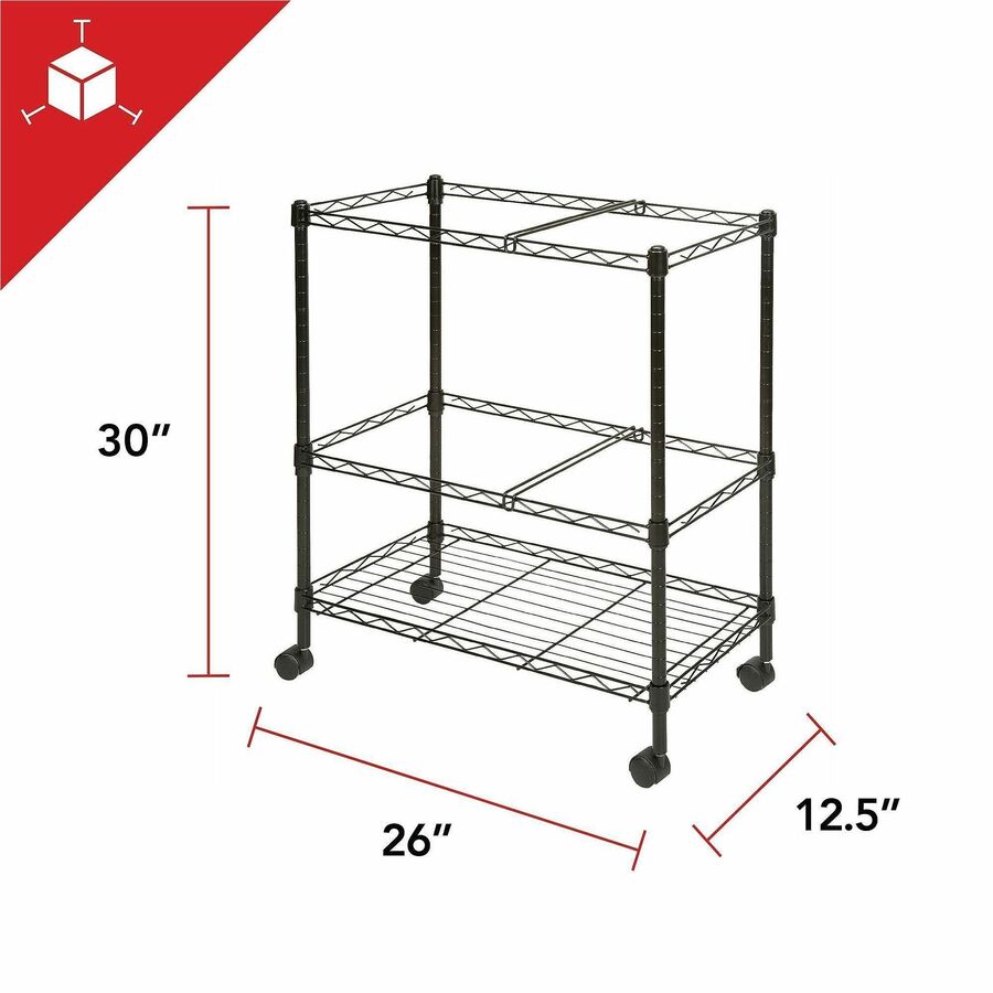 Lorell 2 - Tier Wire Mobile File Cart 30"H x 26"W x 12.5"D (LLR - LLR45650) - SchoolOutlet