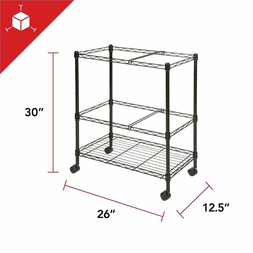 Lorell 2 - Tier Wire Mobile File Cart 30"H x 26"W x 12.5"D (LLR - LLR45650) - SchoolOutlet
