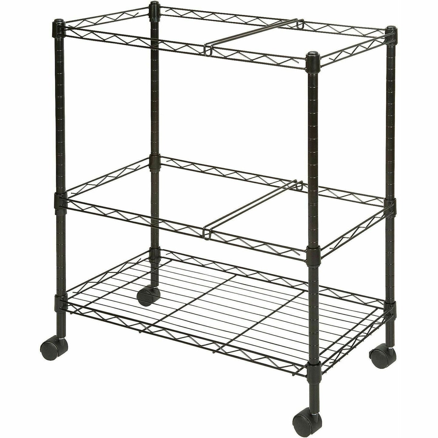 Lorell 2 - Tier Wire Mobile File Cart 30"H x 26"W x 12.5"D (LLR - LLR45650) - SchoolOutlet
