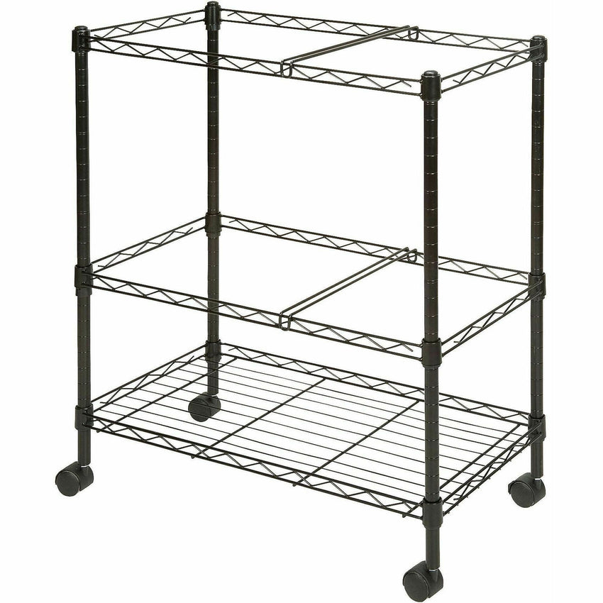 Lorell 2 - Tier Wire Mobile File Cart 30"H x 26"W x 12.5"D (LLR - LLR45650) - SchoolOutlet