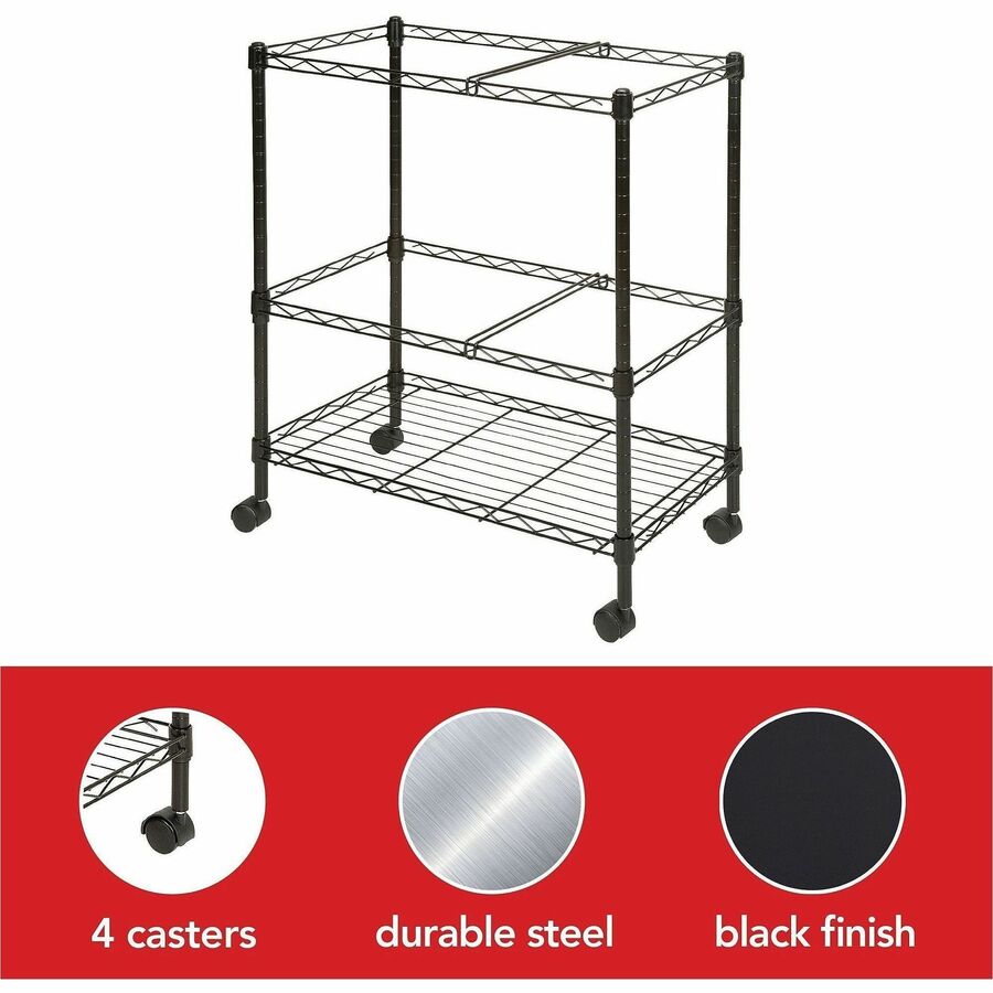 Lorell 2 - Tier Wire Mobile File Cart 30"H x 26"W x 12.5"D (LLR - LLR45650) - SchoolOutlet