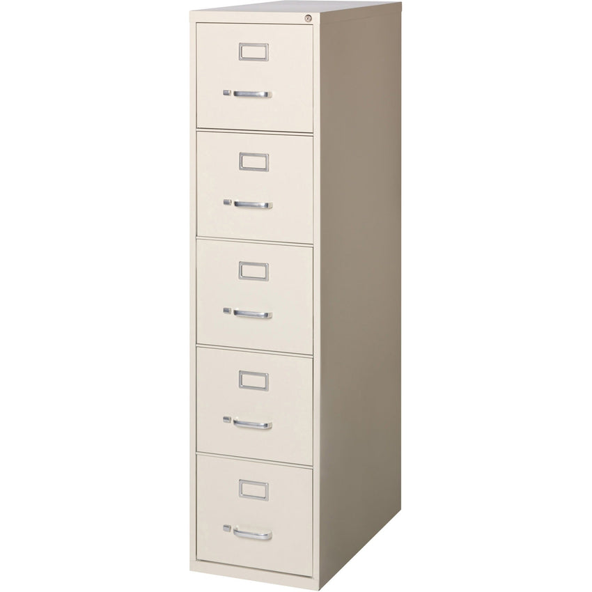 Lorell Fortress Series 5 - Drawer Commercial - Grade Vertical File Steel Ball - Bearing Putty 15"W x 26.5"D x 61"H (LLR - LLR48497) - SchoolOutlet