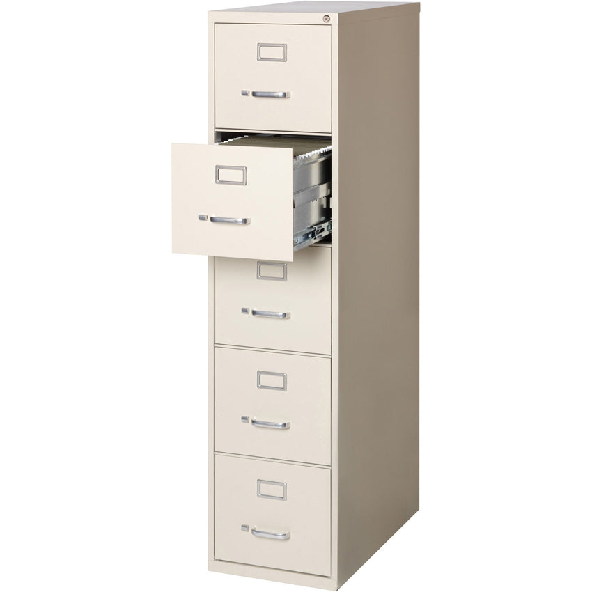 Lorell Fortress Series 5 - Drawer Commercial - Grade Vertical File Steel Ball - Bearing Putty 15"W x 26.5"D x 61"H (LLR - LLR48497) - SchoolOutlet