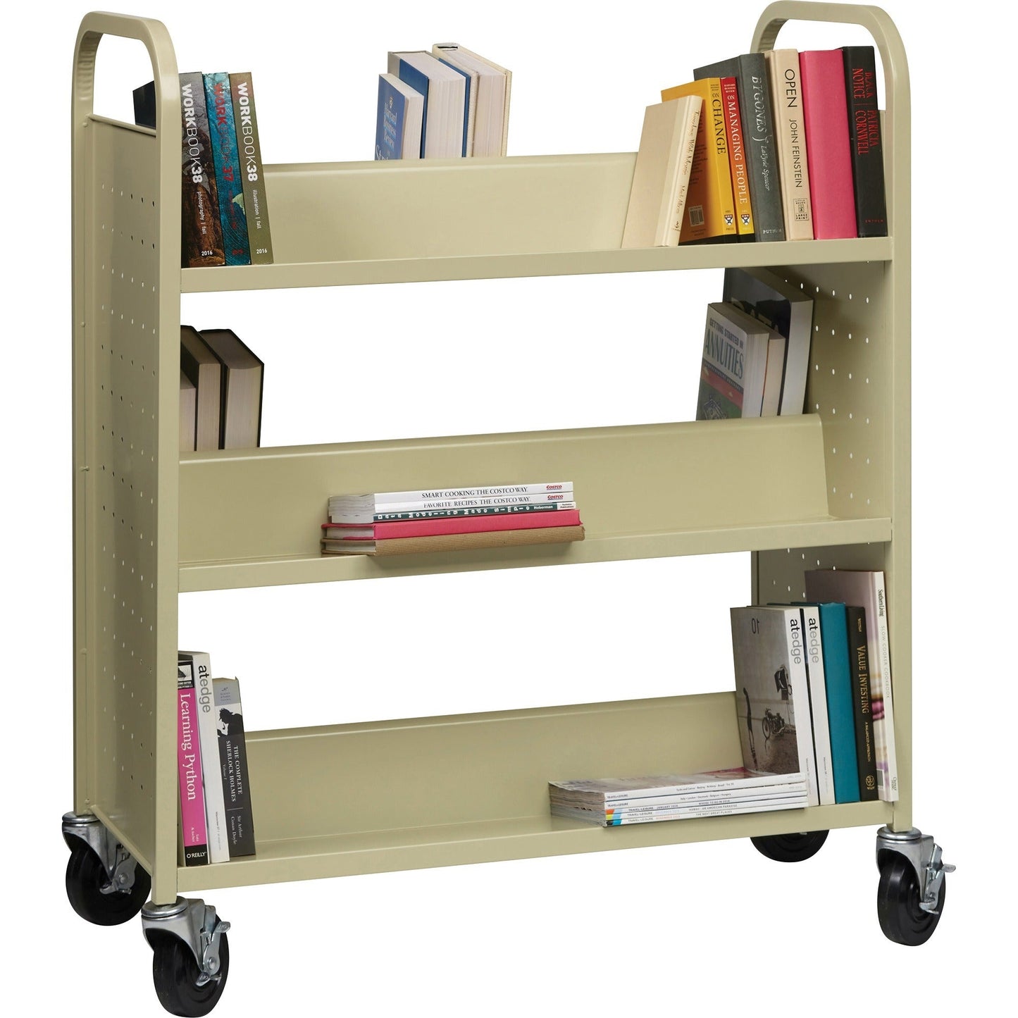 Lorell Double - Sided 6 - Shelf Book Cart with Locking Casters and 200 lb Capacity (LLR - LLR49202) - SchoolOutlet
