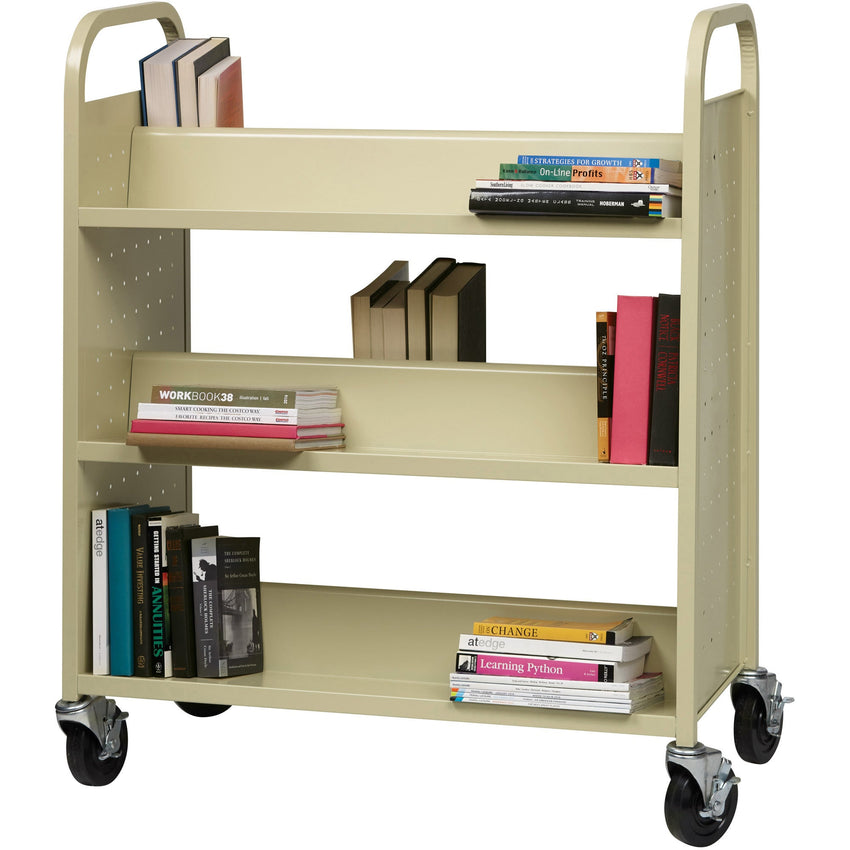 Lorell Double - Sided 6 - Shelf Book Cart with Locking Casters and 200 lb Capacity (LLR - LLR49202) - SchoolOutlet