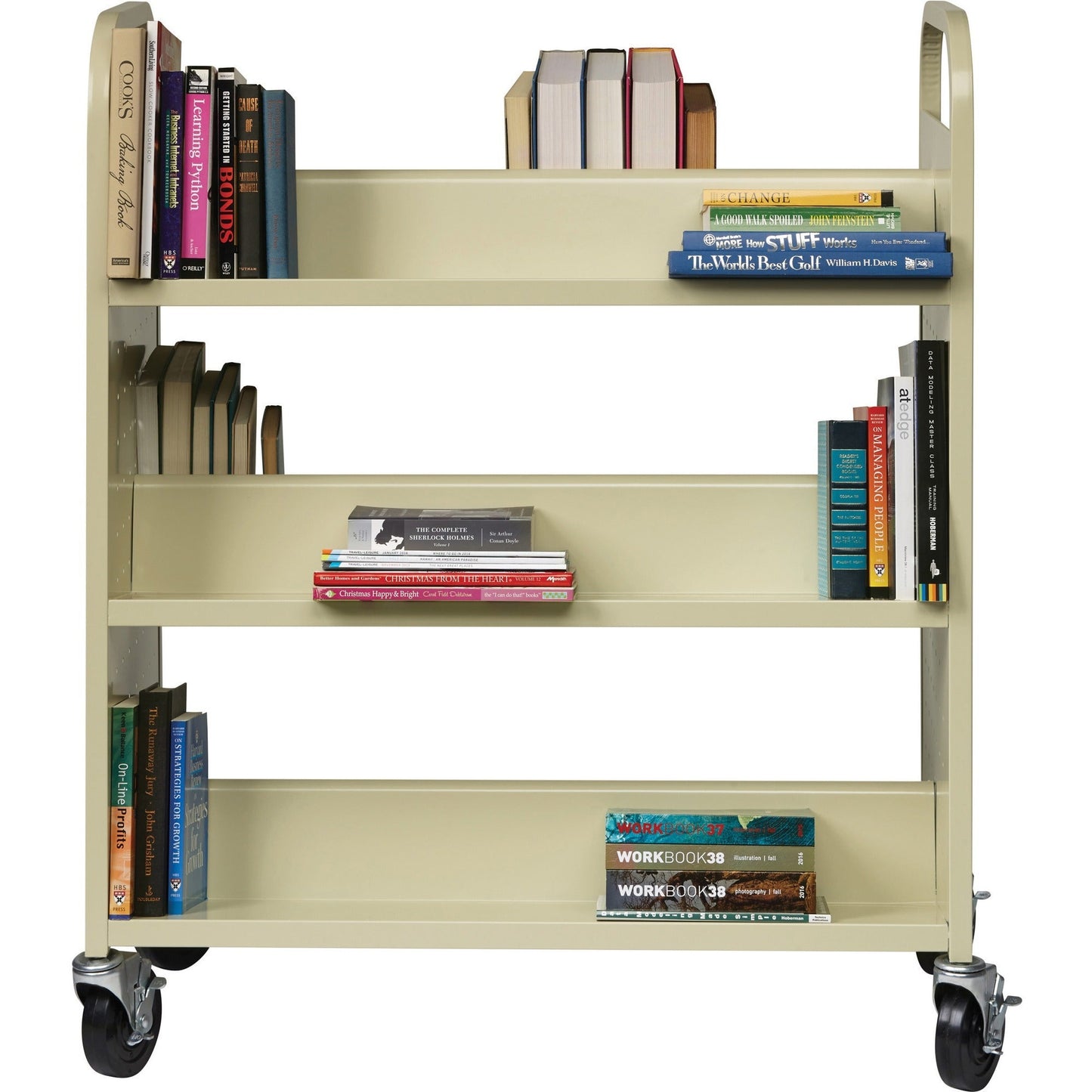 Lorell Double - Sided 6 - Shelf Book Cart with Locking Casters and 200 lb Capacity (LLR - LLR49202) - SchoolOutlet