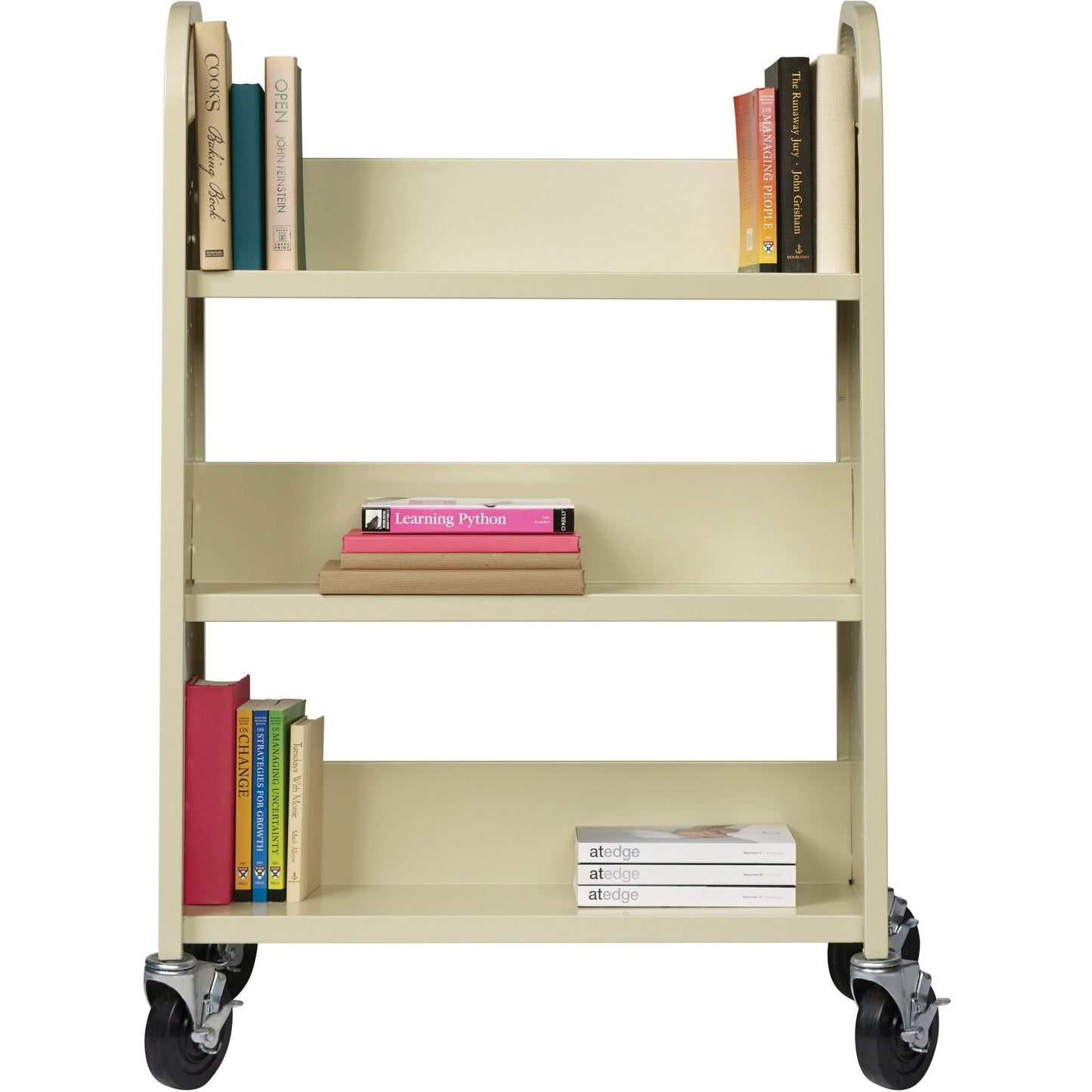 Lorell Single - Sided 3 - Shelf Book Cart with Locking Casters and 200 lb Capacity (LLR - LLR49204) - SchoolOutlet