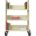 Lorell Single - Sided 3 - Shelf Book Cart with Locking Casters and 200 lb Capacity (LLR - LLR49204) - SchoolOutlet