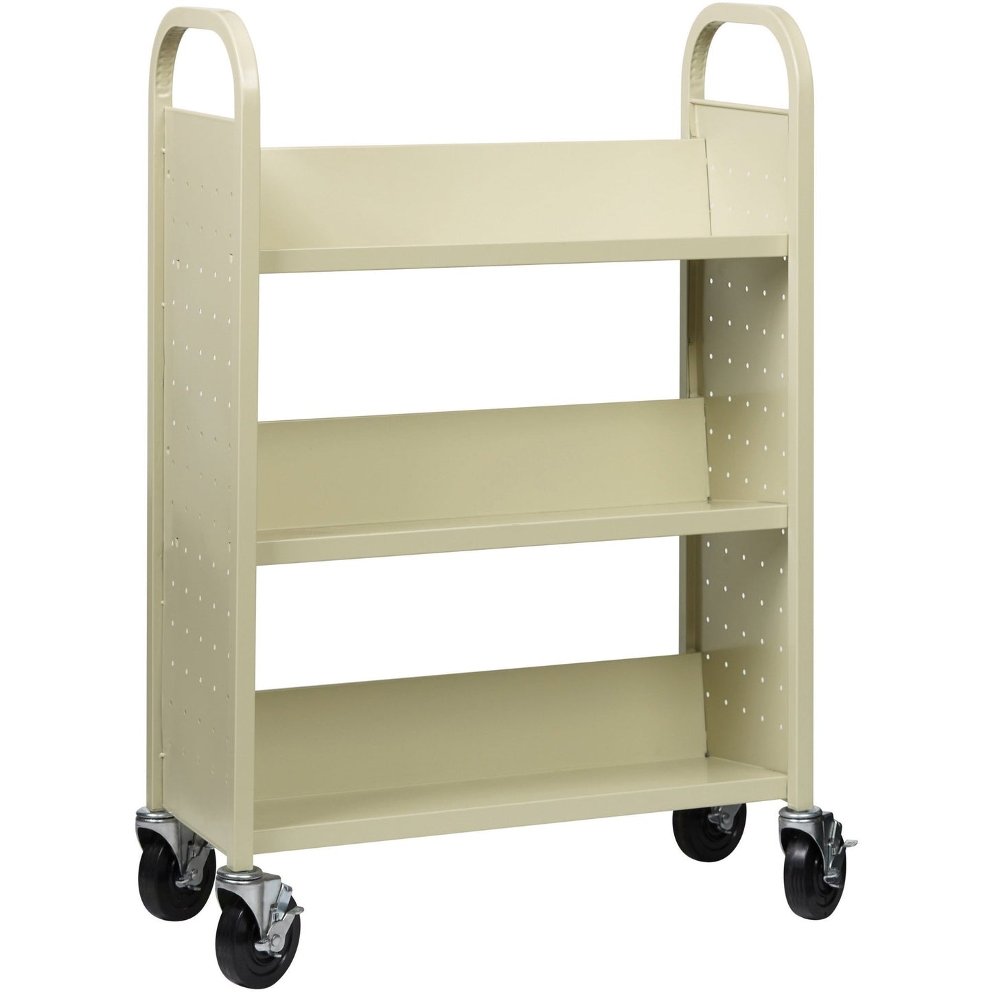 Lorell Single - Sided 3 - Shelf Book Cart with Locking Casters and 200 lb Capacity (LLR - LLR49204) - SchoolOutlet