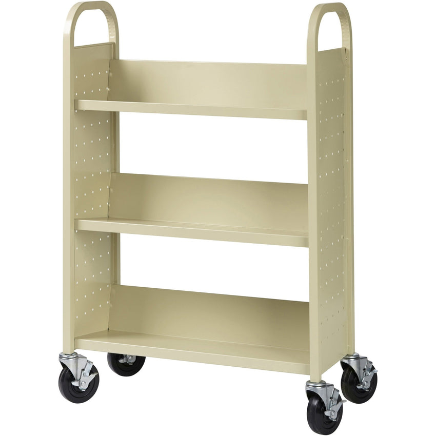 Lorell Single - Sided 3 - Shelf Book Cart with Locking Casters and 200 lb Capacity (LLR - LLR49204) - SchoolOutlet