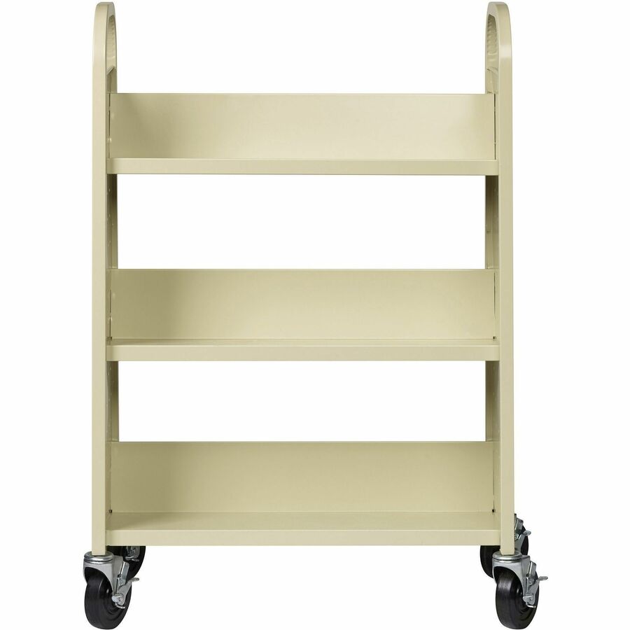 Lorell Single - Sided 3 - Shelf Book Cart with Locking Casters and 200 lb Capacity (LLR - LLR49204) - SchoolOutlet