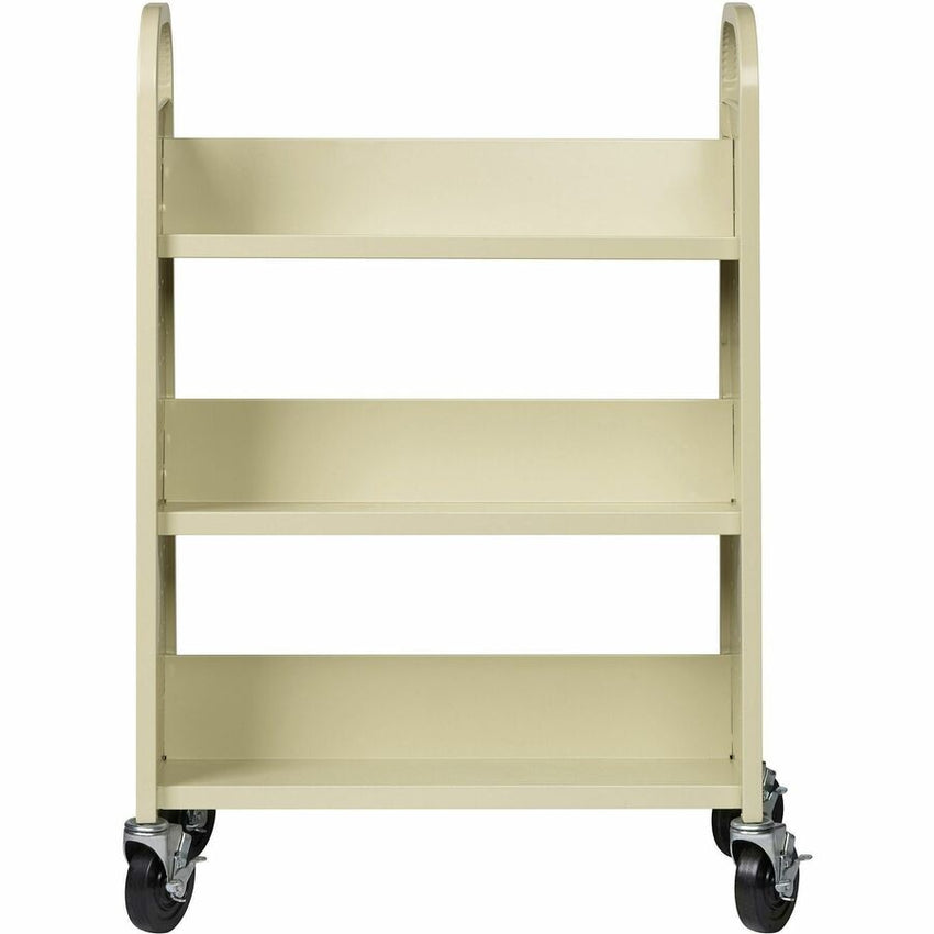 Lorell Single - Sided 3 - Shelf Book Cart with Locking Casters and 200 lb Capacity (LLR - LLR49204) - SchoolOutlet