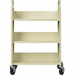 Lorell Single - Sided 3 - Shelf Book Cart with Locking Casters and 200 lb Capacity (LLR - LLR49204) - SchoolOutlet