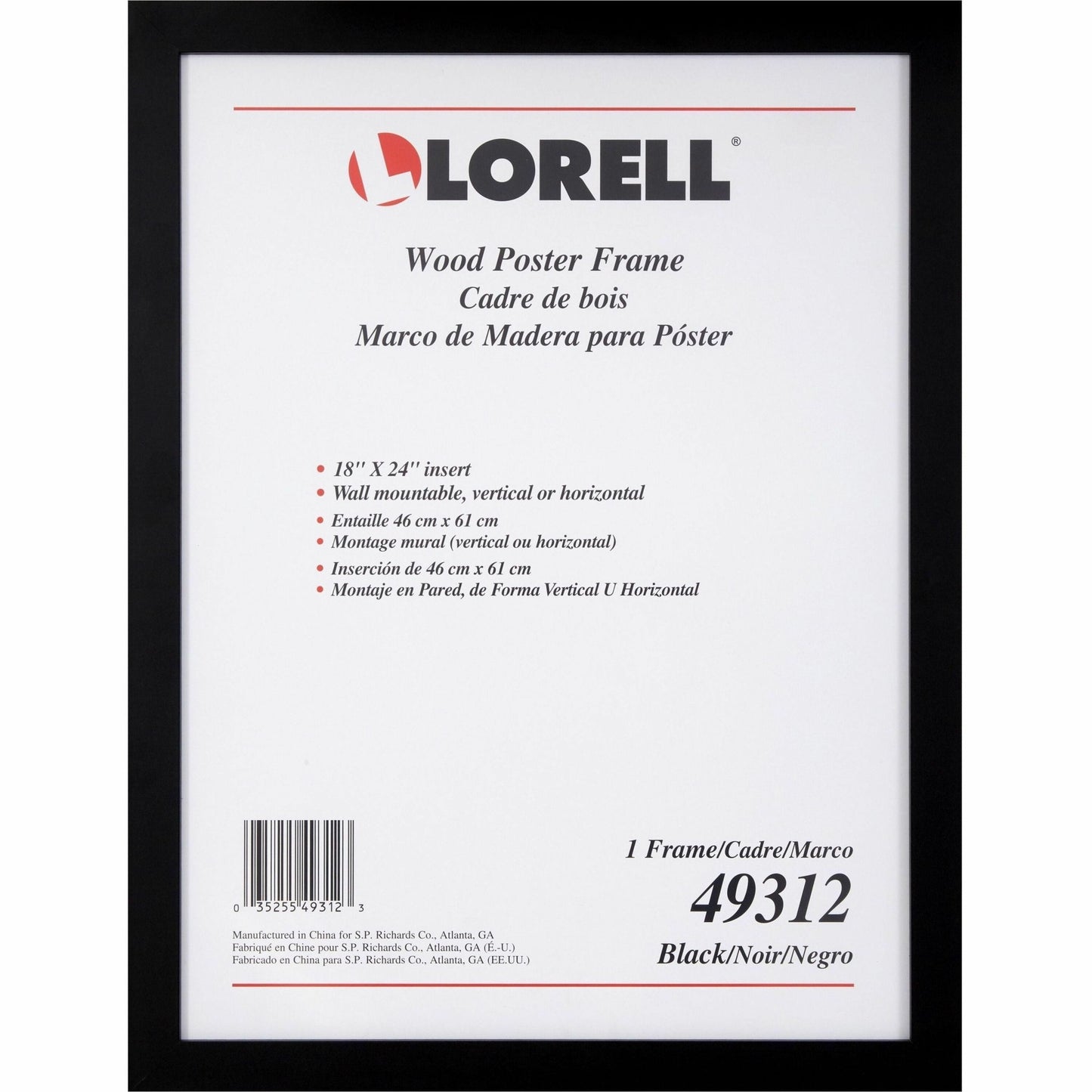 Lorell Wide Document Frame 18 x 24 Rectangle Display Frame Set of 8 (LLR - LLR49312CT) - SchoolOutlet