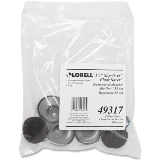 Lorell GlideShield Slip - Over Floor Savers with Reinforced Felt Bottom for Chair and Table Glides Gray 8 Pack (LLR - LLR49317) - SchoolOutlet