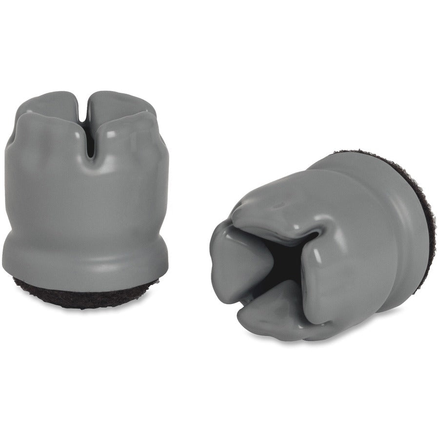 Lorell GripLock Slip - On Floor Savers with Reinforced Felt Bottom for Round Furniture Legs 1.5" Gray 8 Pack (LLR - LLR49318) - SchoolOutlet