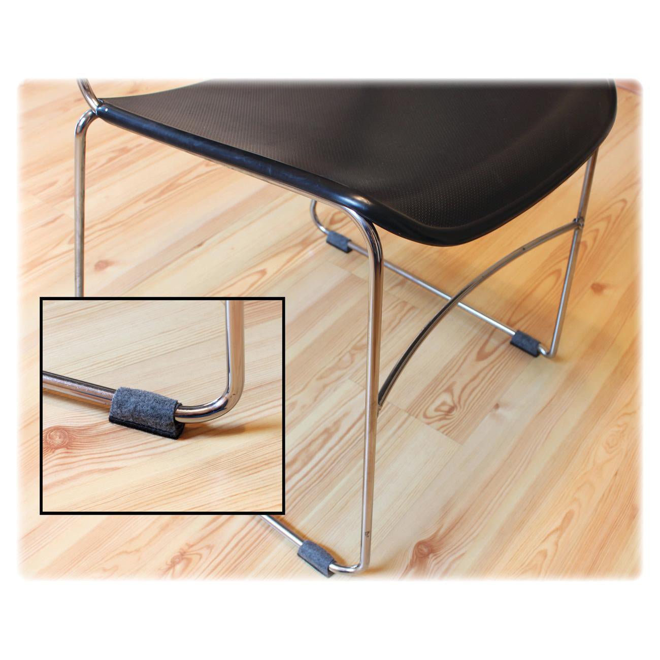 Lorell FlexRail Wraparound Floor Savers for Sled Base Chairs Peel and Stick Vinyl Cushion Gray 16 Pack (LLR - LLR49319) - SchoolOutlet