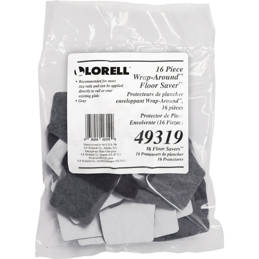 Lorell FlexRail Wraparound Floor Savers for Sled Base Chairs Peel and Stick Vinyl Cushion Gray 16 Pack (LLR - LLR49319) - SchoolOutlet