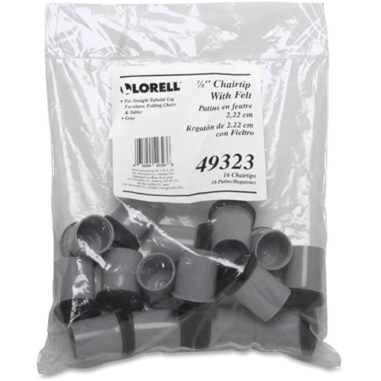 Lorell Replacement Chair Tips with Felt - Gray 16 Pack for Chairs and Tables (LLR - LLR49323) - SchoolOutlet